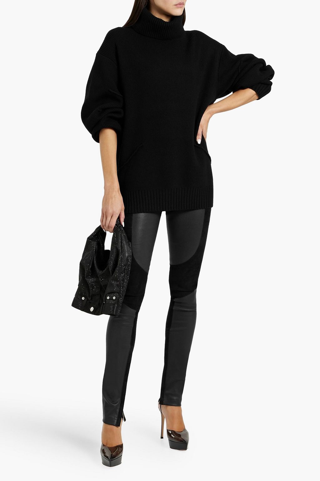 HELMUT LANG CL Racer leather and suede leggings
