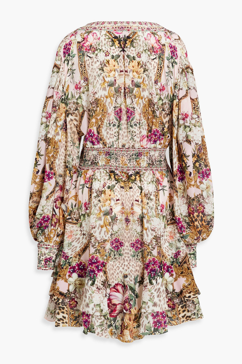 Camilla Embellished Printed Silk Crepe De Chine Mini Dress In Multicolor