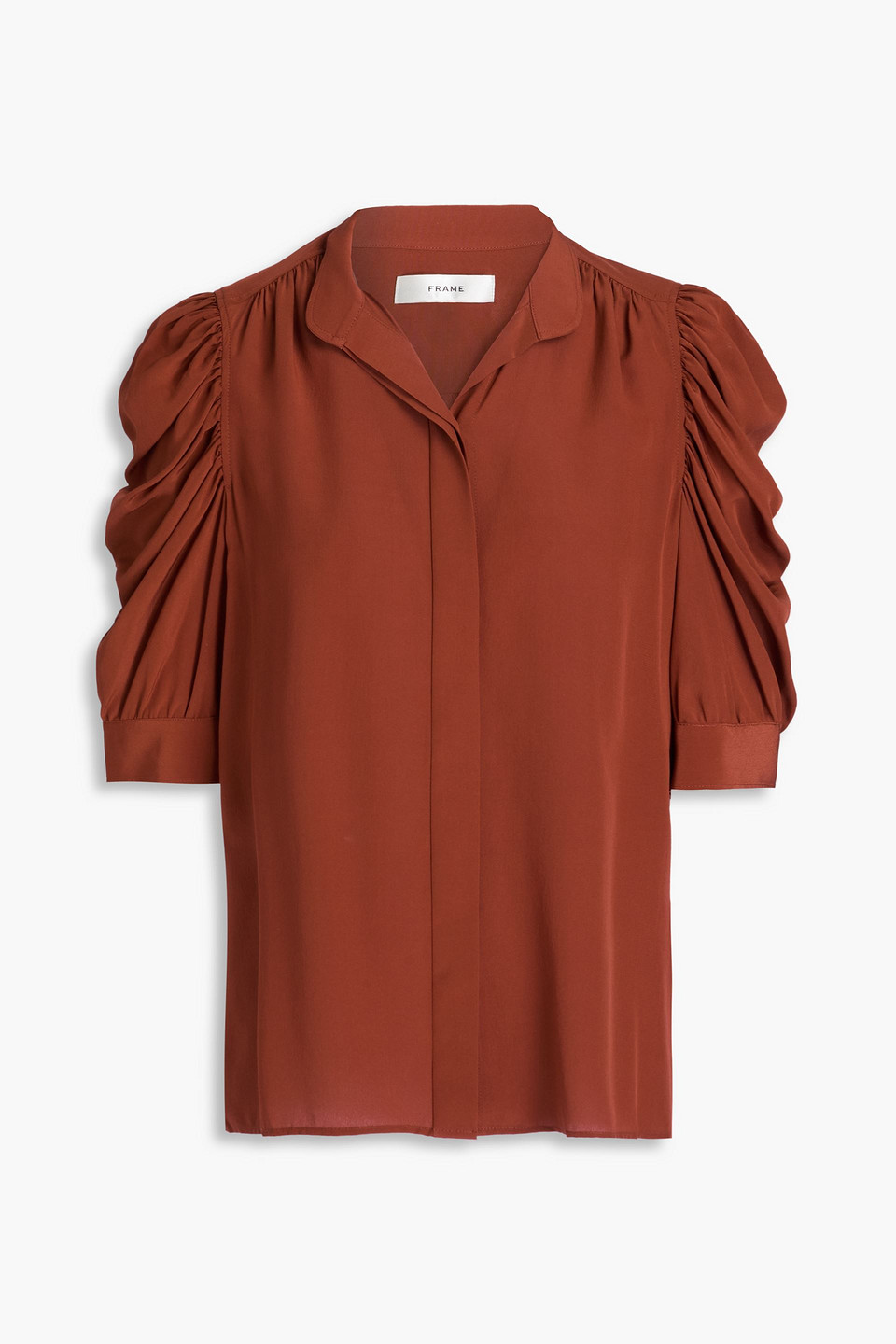 Frame Gillian Silk Crepe De Chine Bouse In Brick