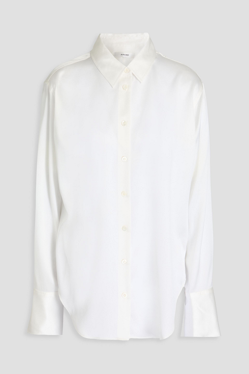 Frame The Standard Stretch-silk Satin Shirt In Off-white