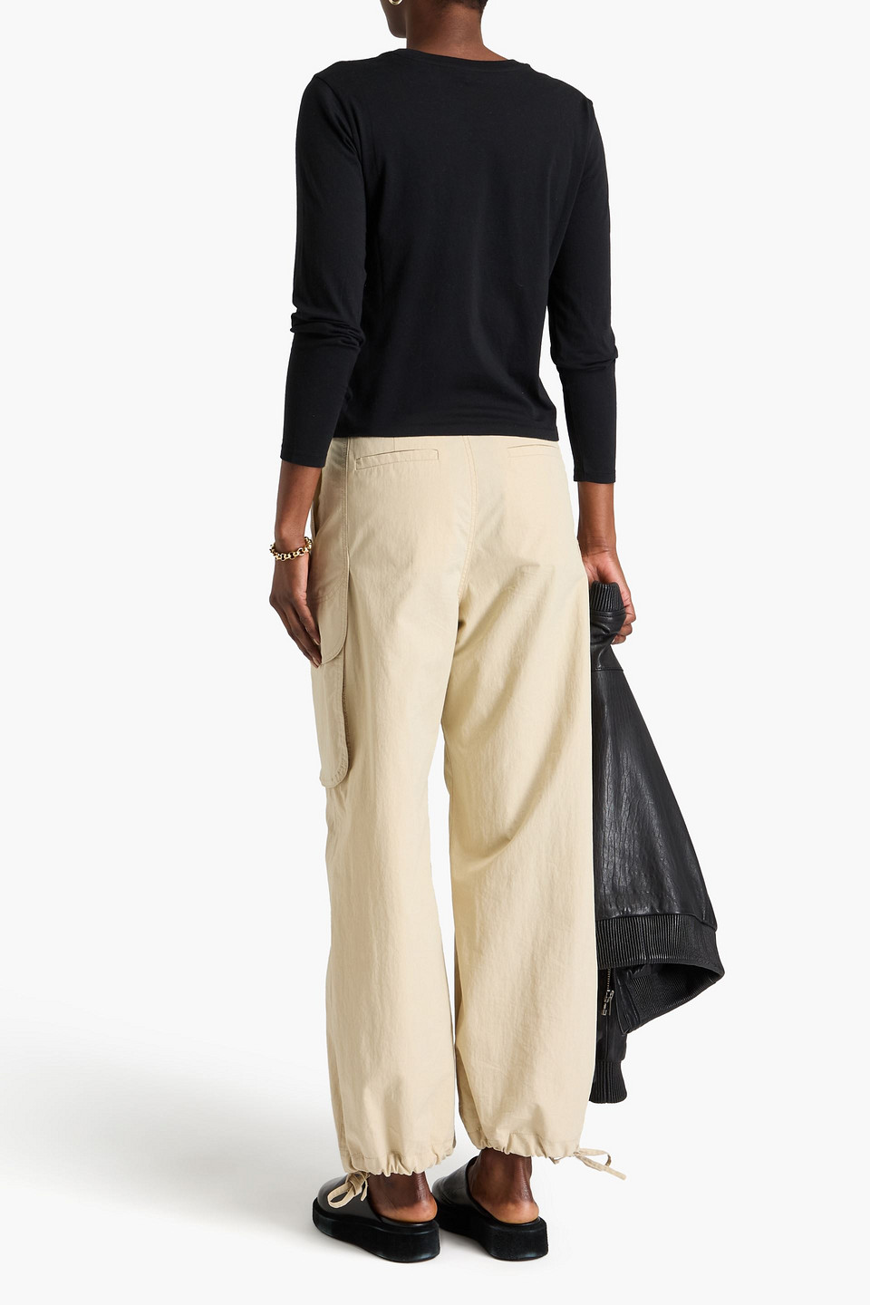 Frame Cotton-jersey Top In Black