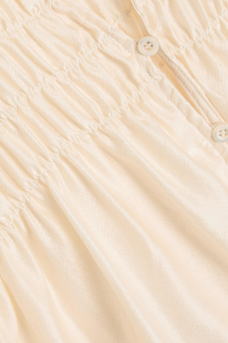 FRAME SMOCKED SILK AND COTTON-BLEND JACQUARD BLOUSE