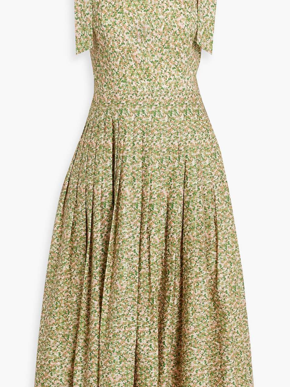 bow-detailed floral-print cotton midi dress