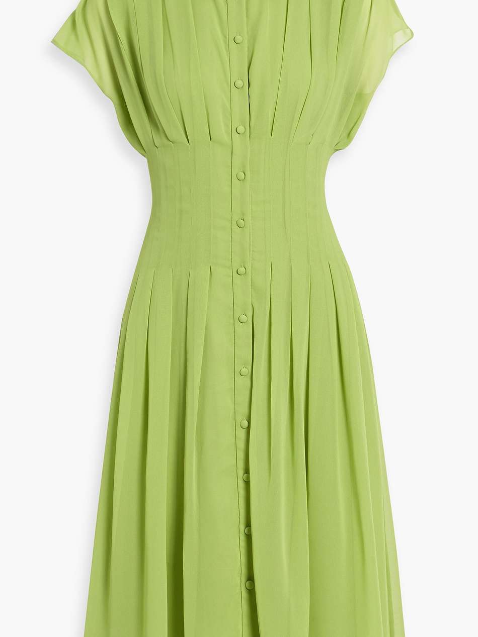 pleated chiffon midi shirt dress
