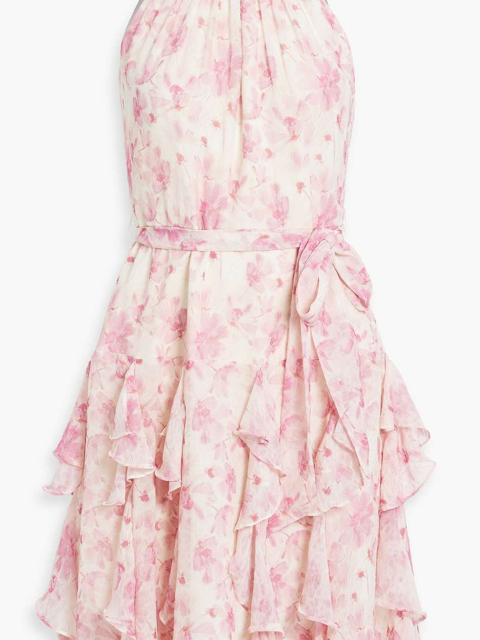 ruffled floral-print jacquard dress