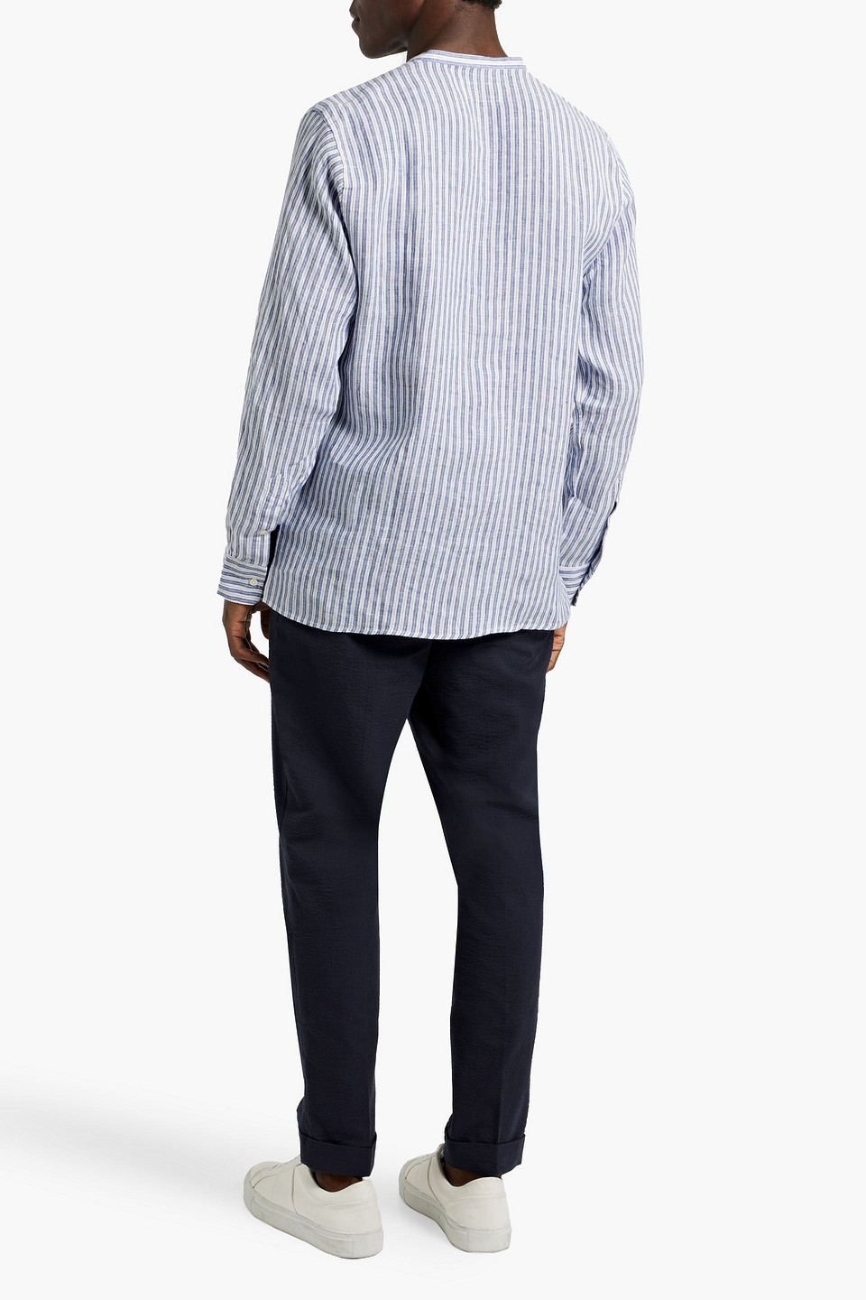 OFFICINE GENERALE GASTON STRIPED LINEN AND HEMP-BLEND SHIRT