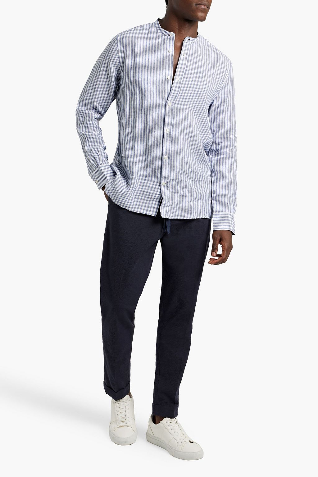 OFFICINE GÉNÉRALE Gaston striped linen and hemp-blend shirt