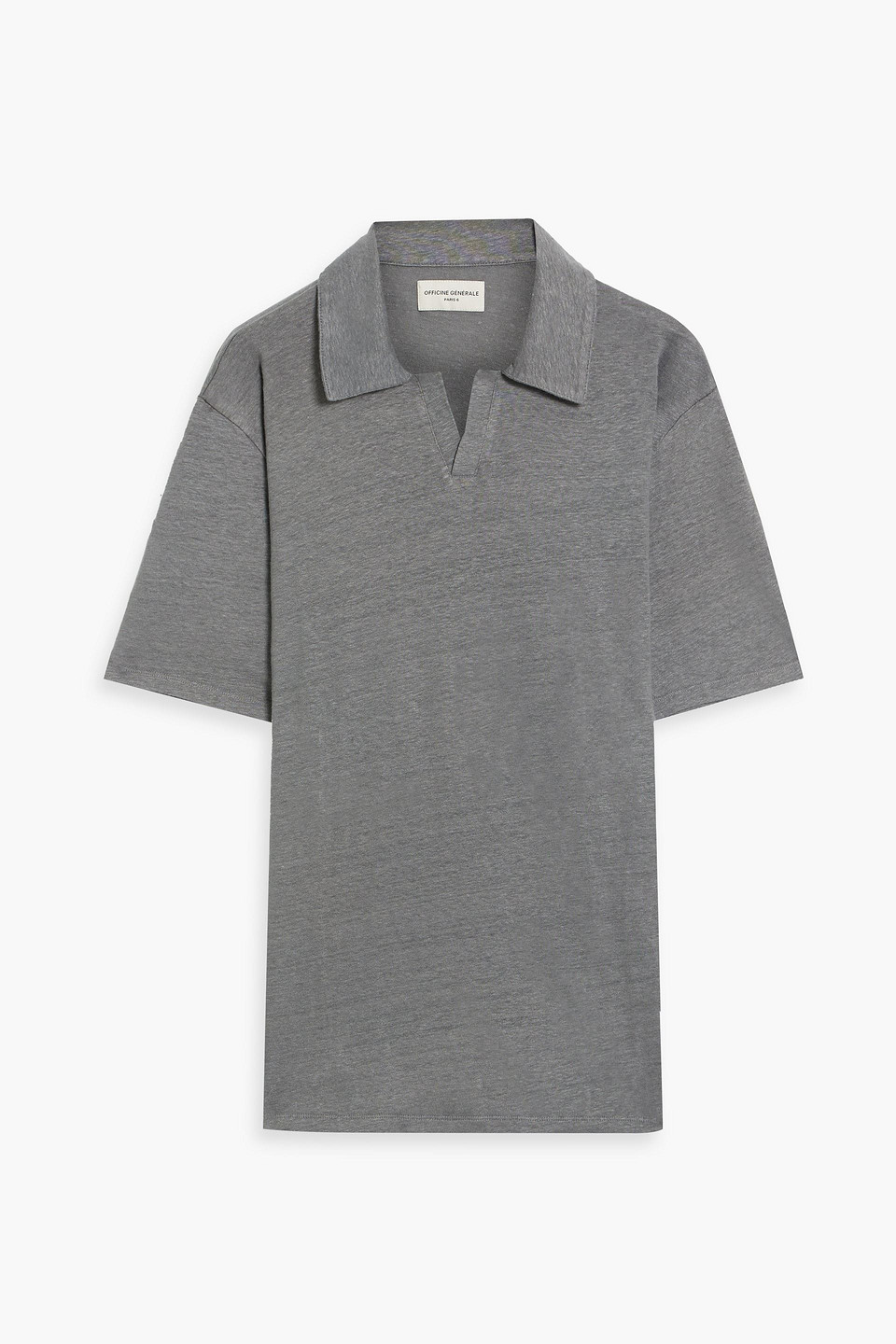 Officine Generale Linen-blend Jersey Polo Shirt In Gray