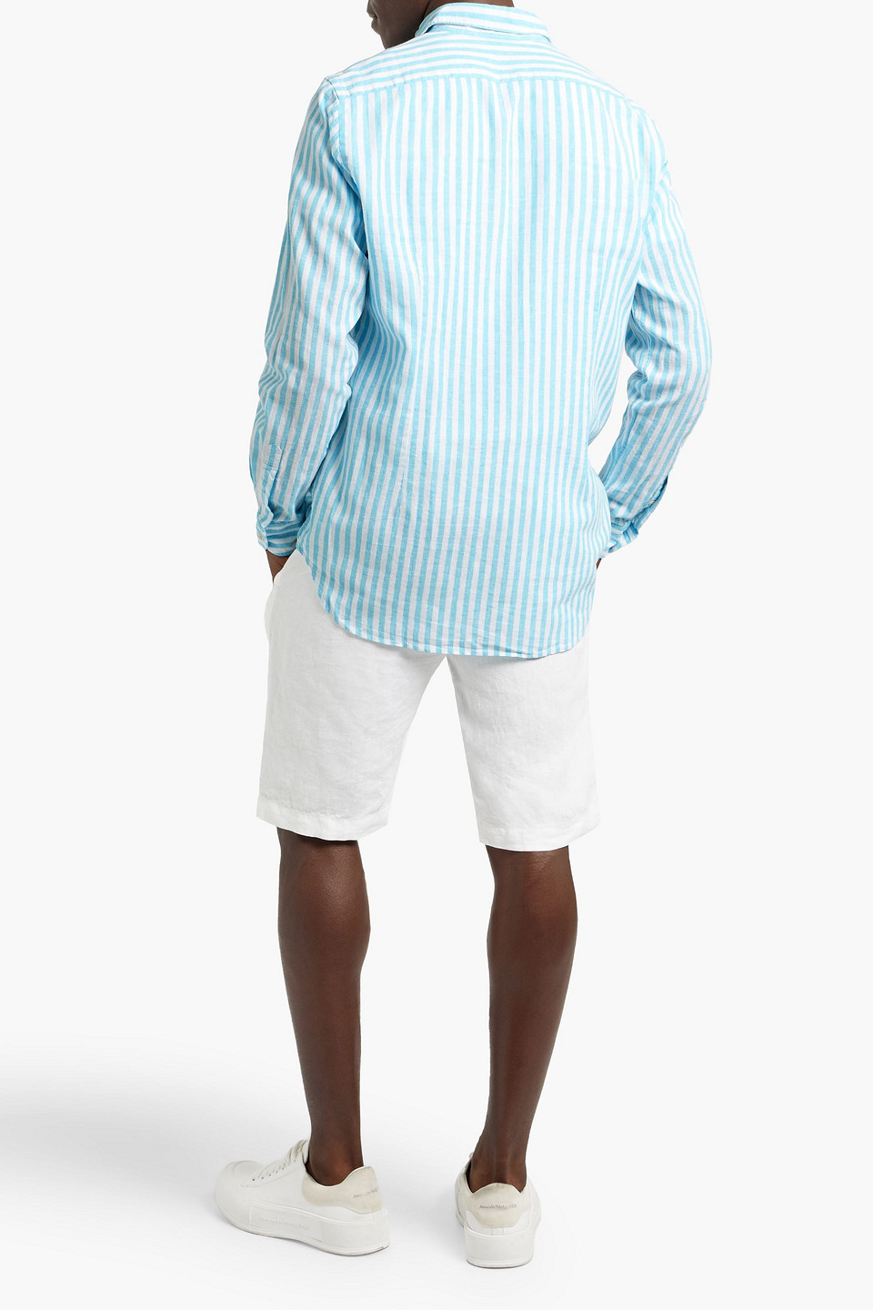 BOGLIOLI STRIPED LINEN AND COTTON-BLEND SHIRT