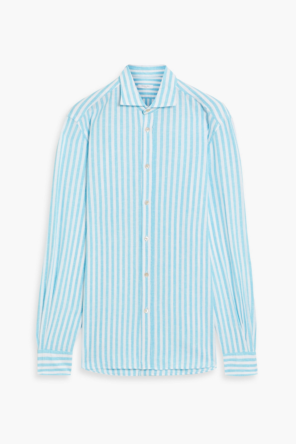 Boglioli Striped Linen And Cotton-blend Shirt In Sky Blue