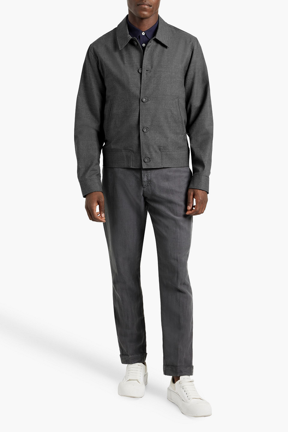 Officine Generale Matty Wool-blend Bomber Jacket In Gray