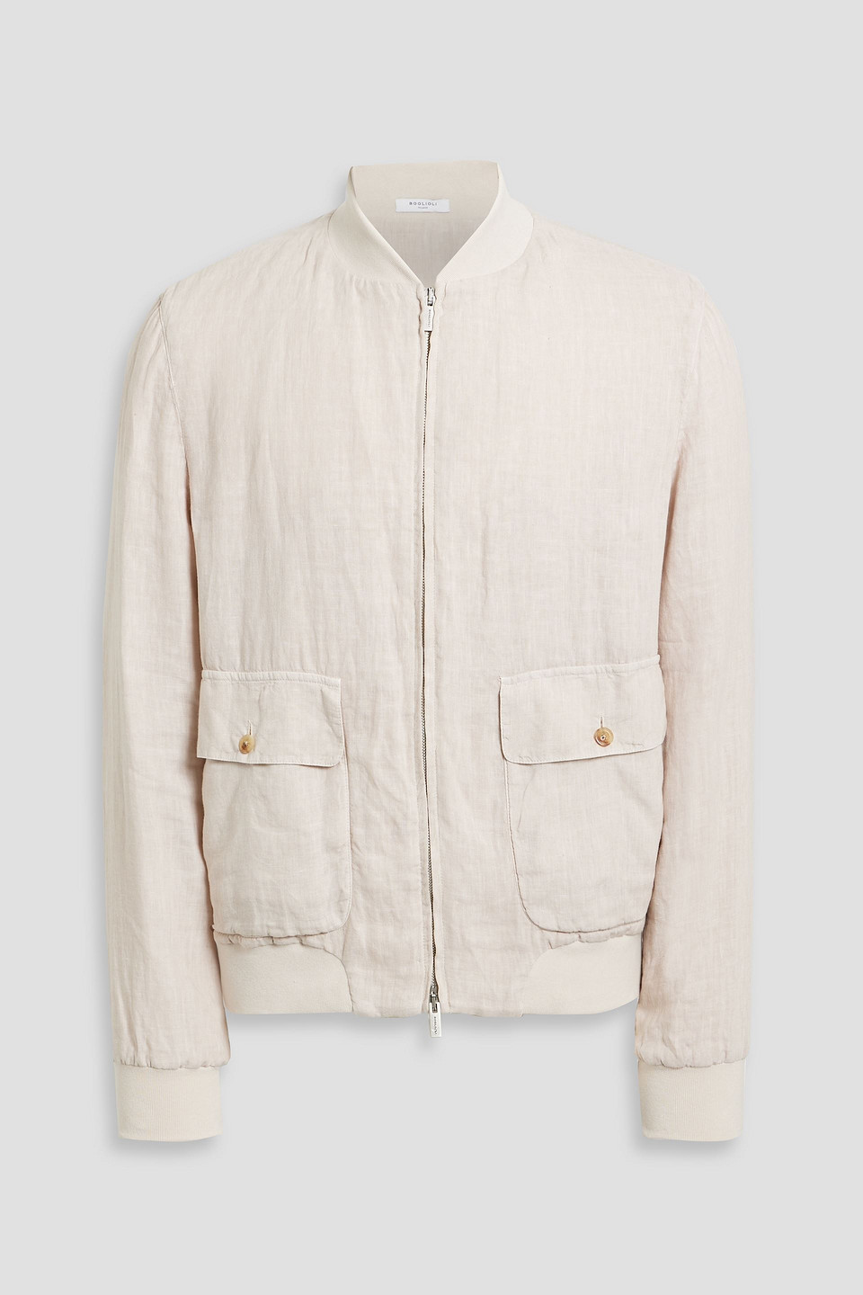 Boglioli Linen Bomber Jacket In Ecru