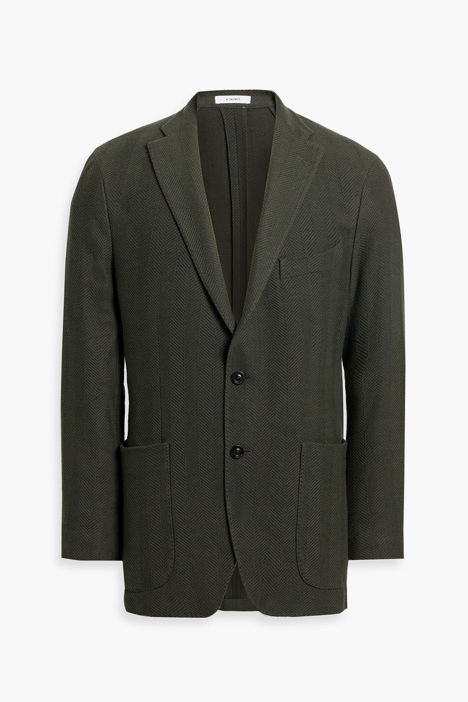 Herringbone wool, silk and cotton-blend blazer