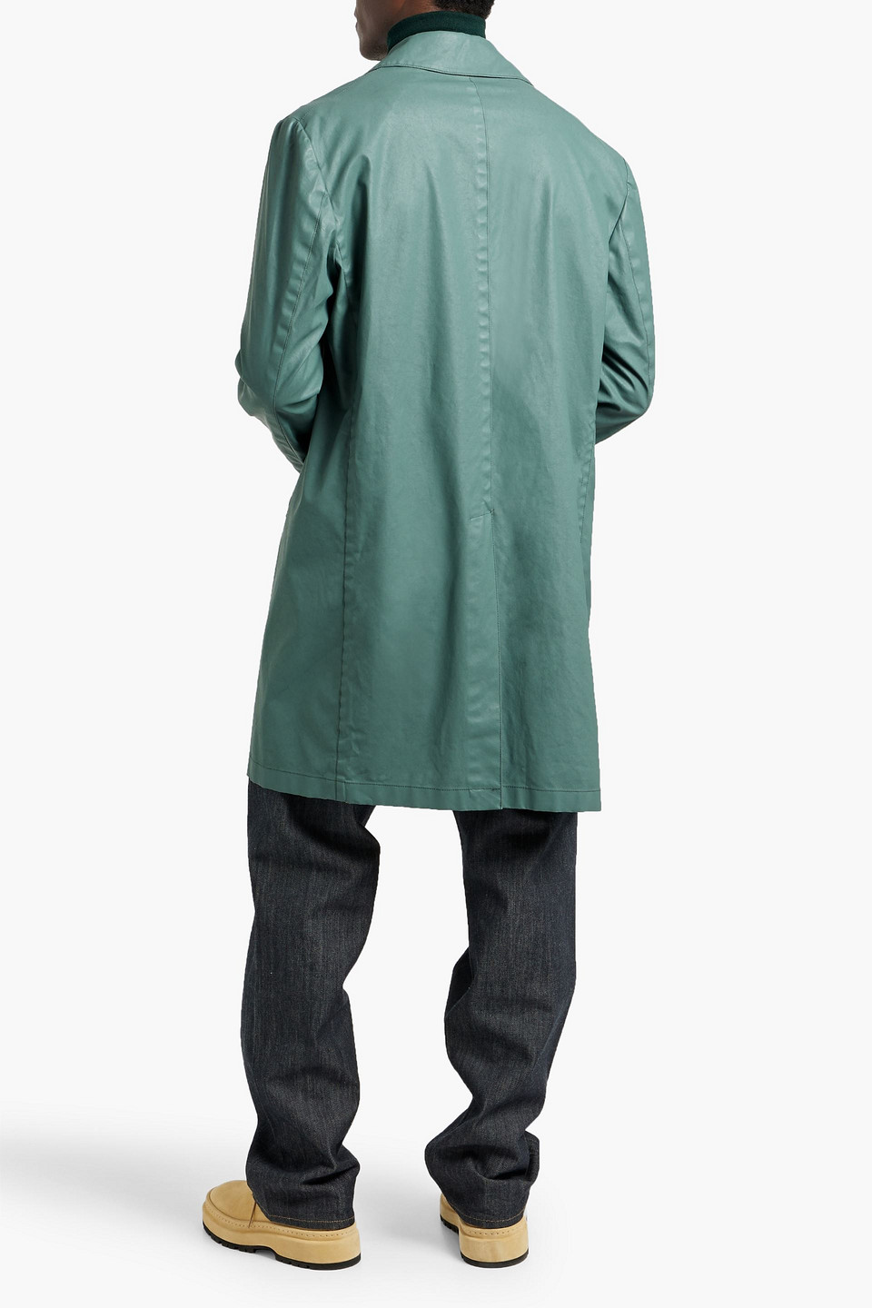 Boglioli Coated Wool-canvas Raincoat In Green