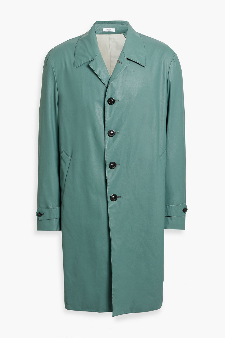 Boglioli Coated Wool-canvas Raincoat In Green