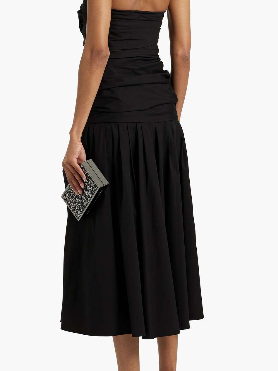 twisted cotton-blend poplin halterneck midi dress