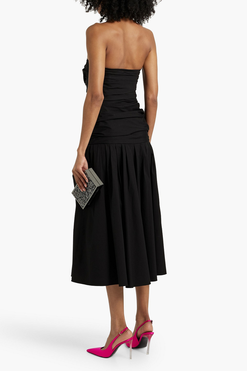 Carolina Herrera Twisted Cotton-blend Poplin Halterneck Midi Dress In Black