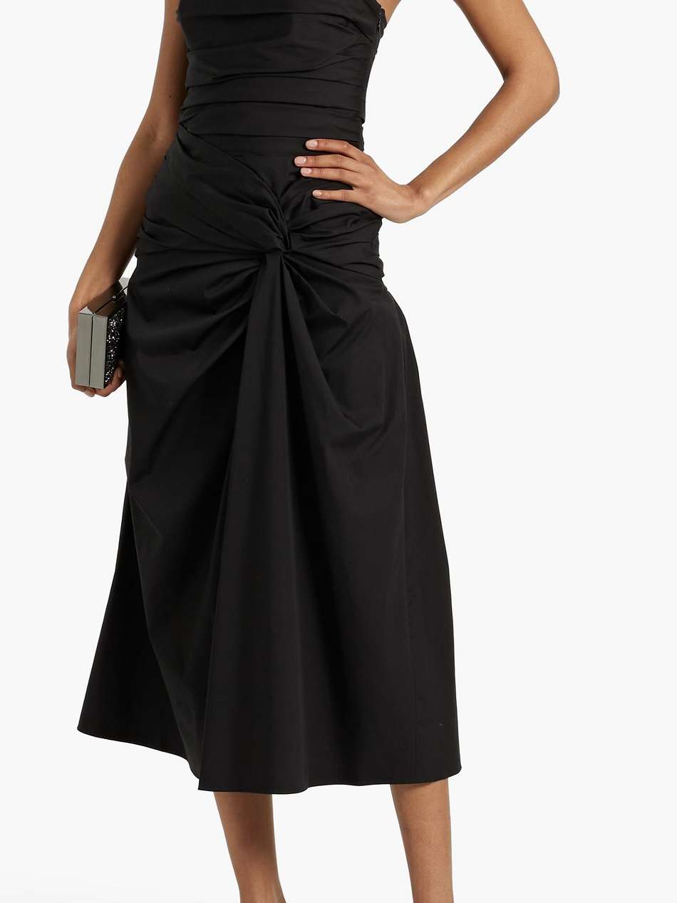 twisted cotton-blend poplin halterneck midi dress
