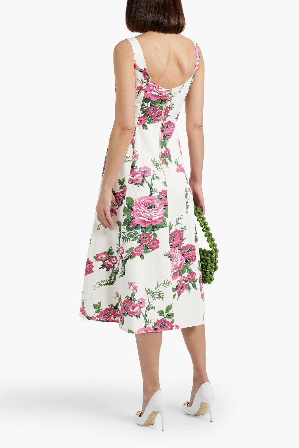 CAROLINA HERRERA Floral-print cotton-blend poplin midi dress