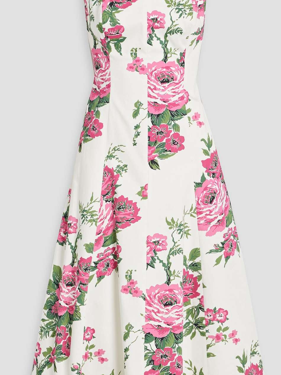 floral-print cotton-blend poplin midi dress