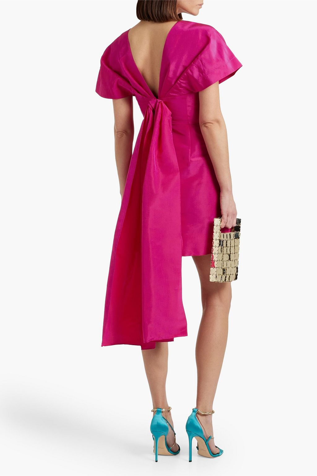 CAROLINA HERRERA Bow-detailed silk-faille mini dress
