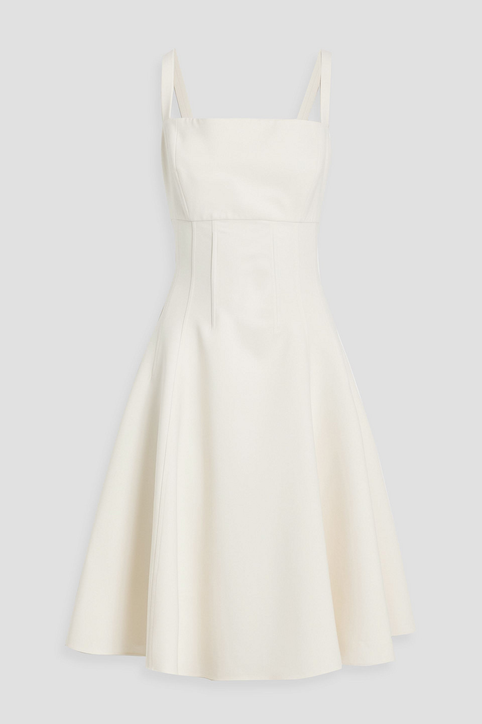 Oscar De La Renta Square Neck Seam Detail Dress In Ivory