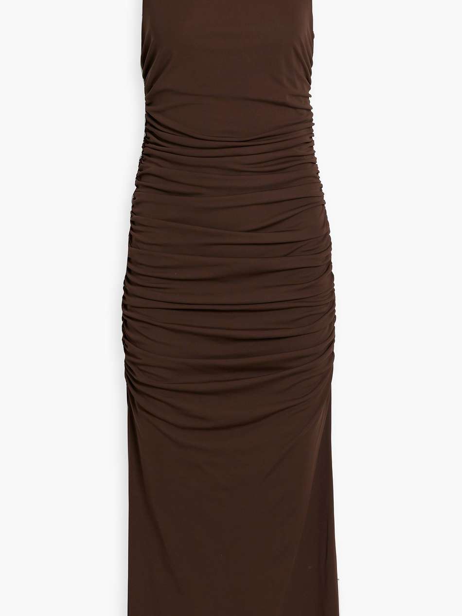 ruched jersey midi dress