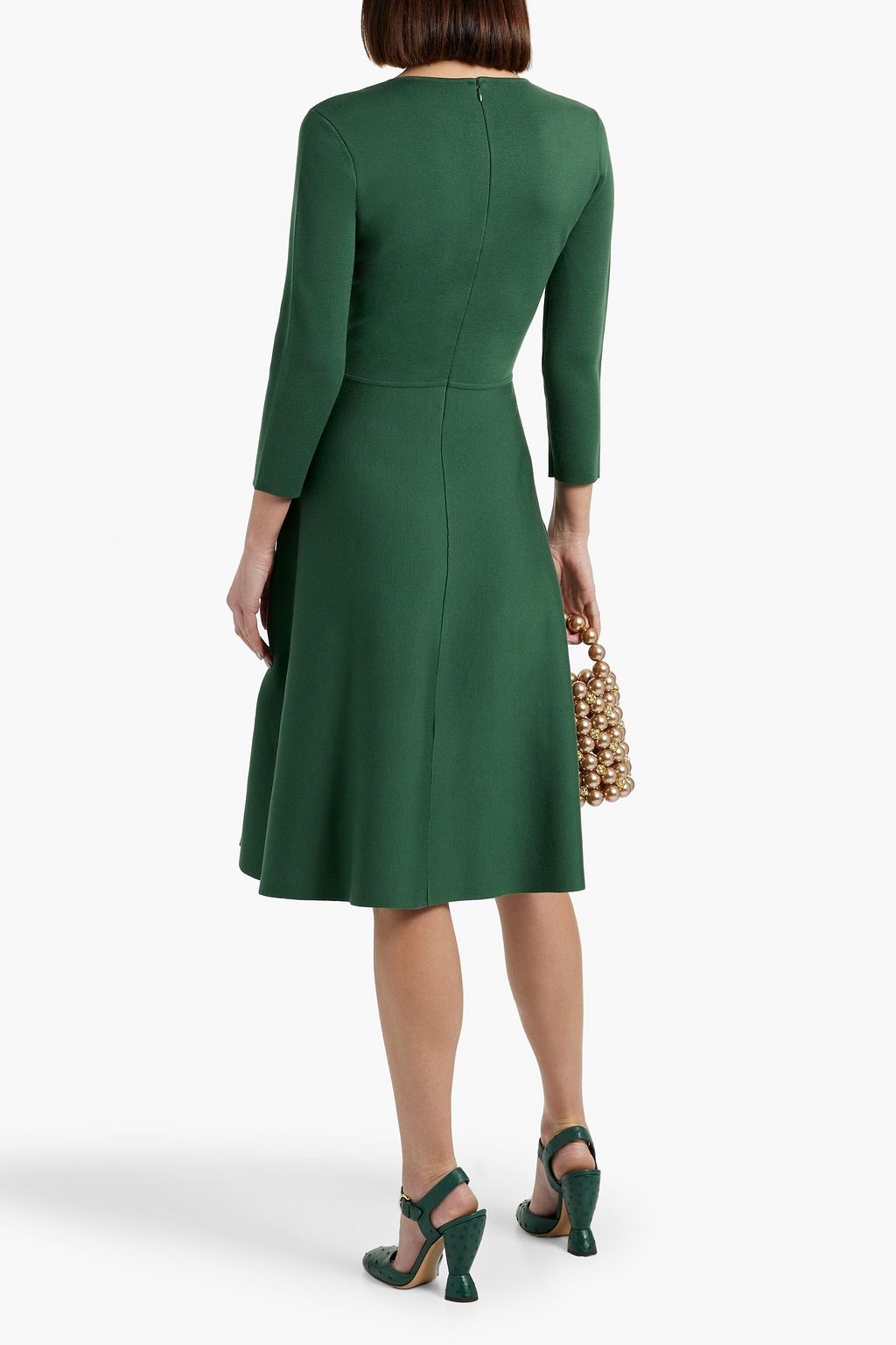 CAROLINA HERRERA Bow-detailed wool-blend midi dress