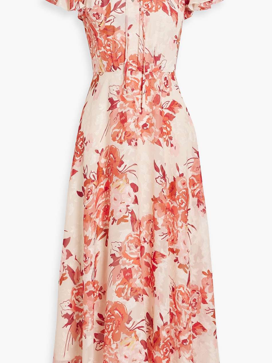 floral-print fil coupé chiffon midi dress