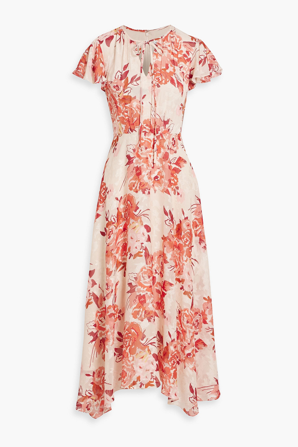 Floral-print fil coupé chiffon midi dress