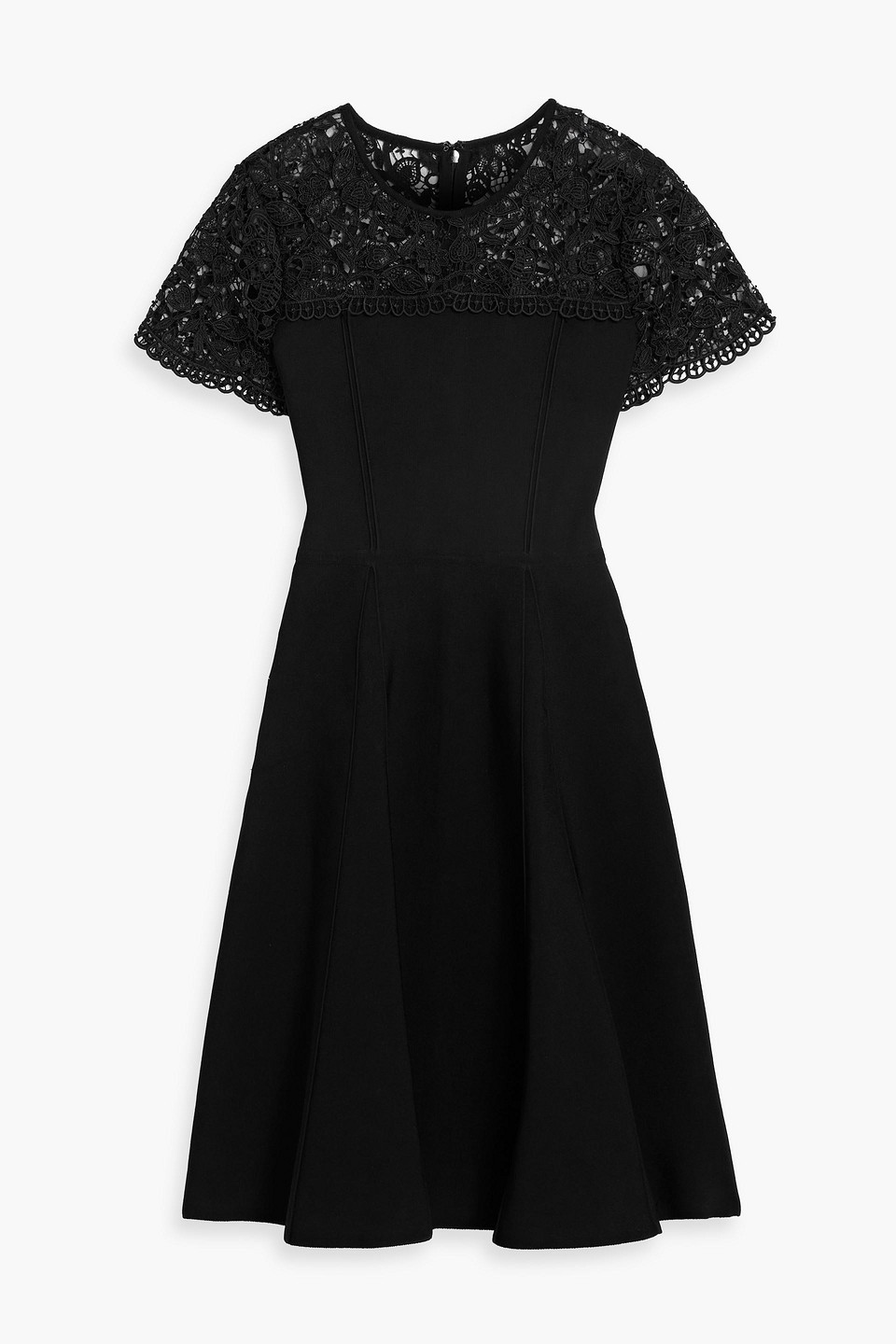 Guipure lace and stretch-knit dress