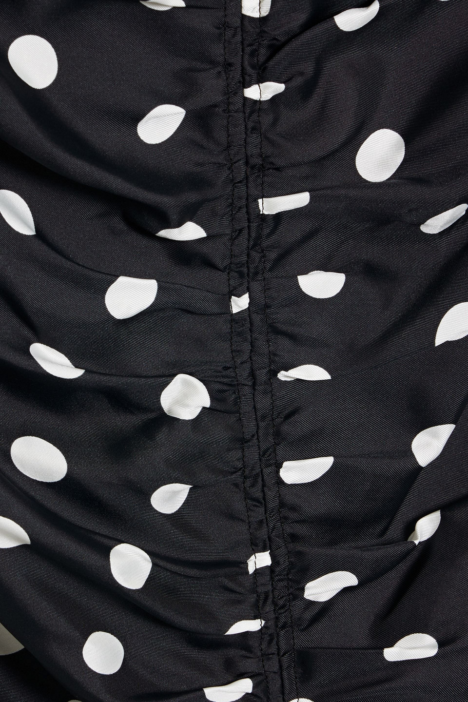 Shop Carolina Herrera Ruched Cutout Polka-dot Satin-twill Midi Dress In Black