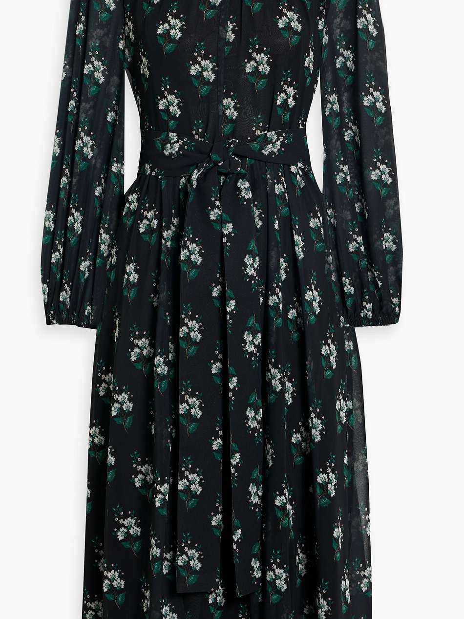 floral-print chiffon midi dress