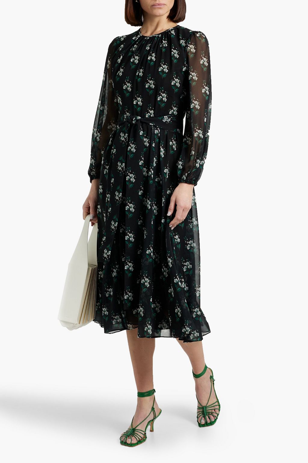 CAROLINA HERRERA Floral-print chiffon midi dress