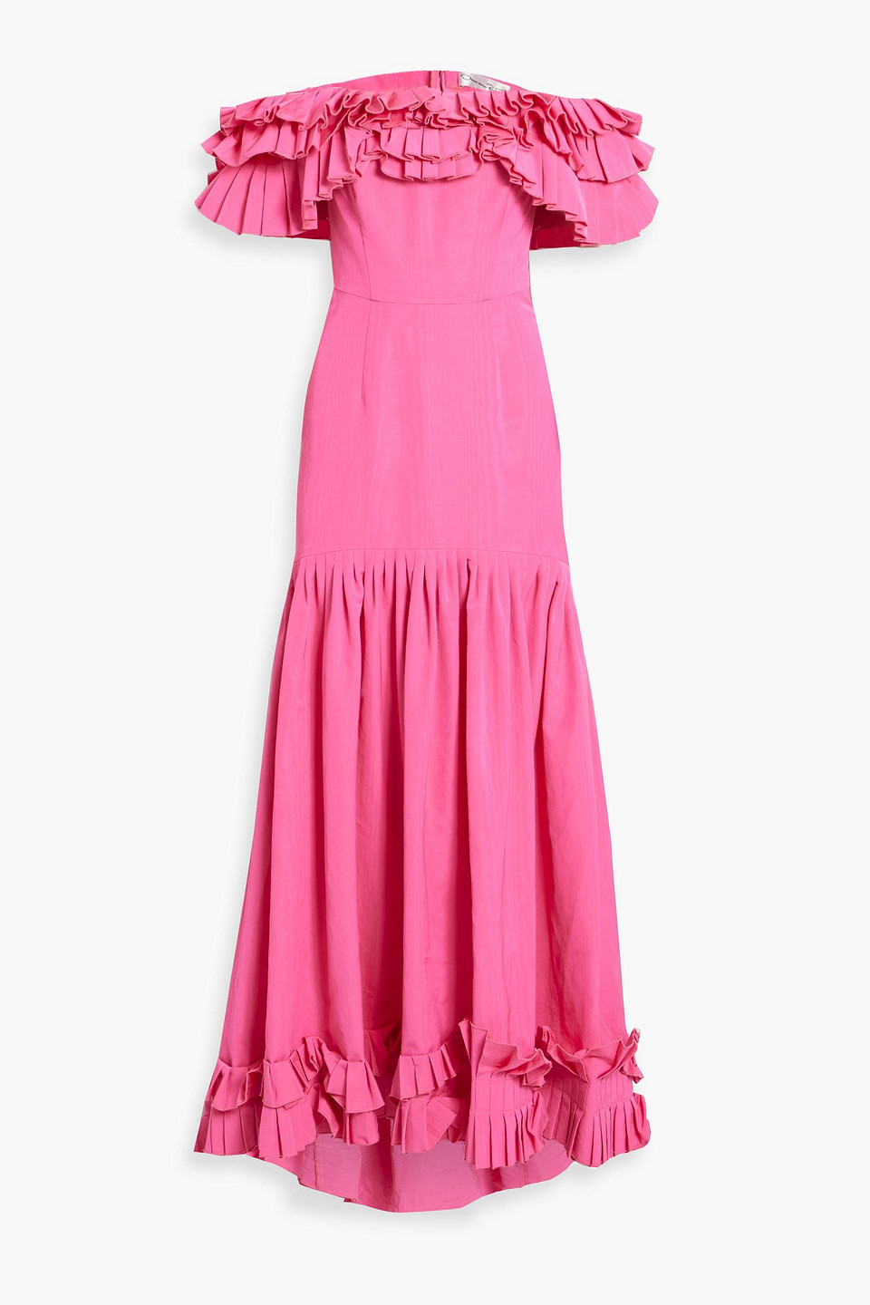 Oscar De La Renta Off-the-shoulder Ruffled Cotton-blend Faille Gown In Pink