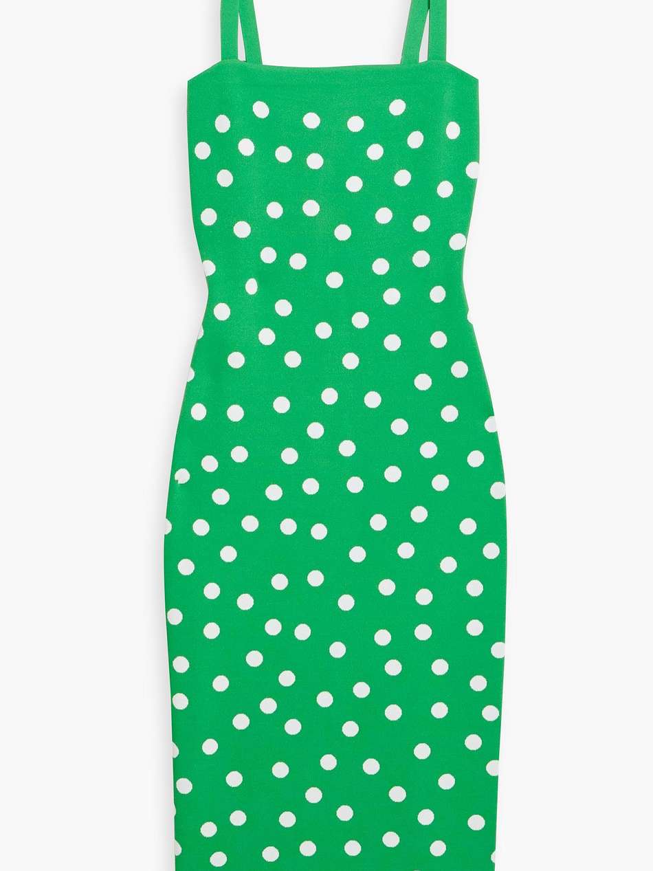 polka-dot jacquard-knit midi dress