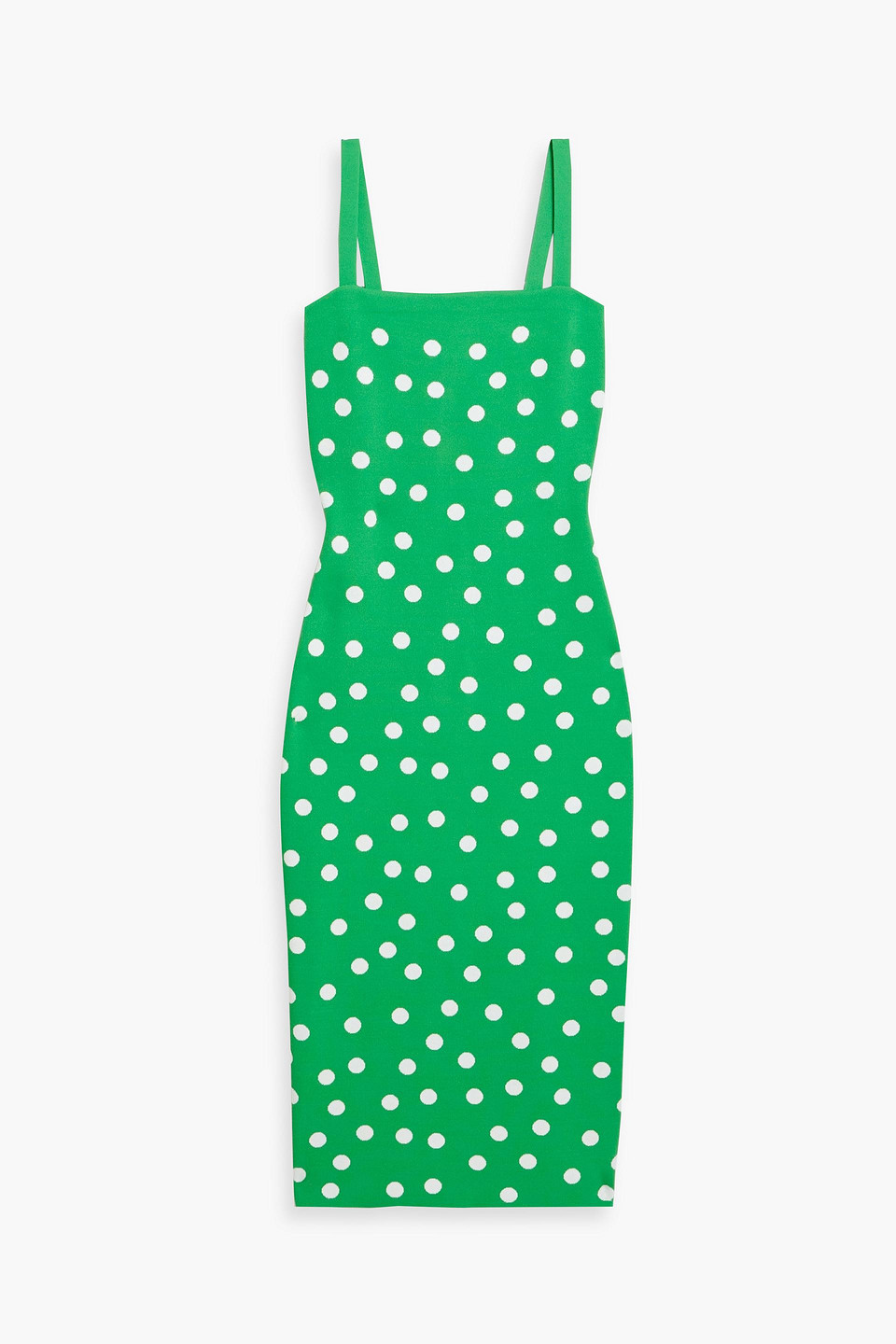 Carolina Herrera Polka-dot Jacquard-knit Midi Dress In Green