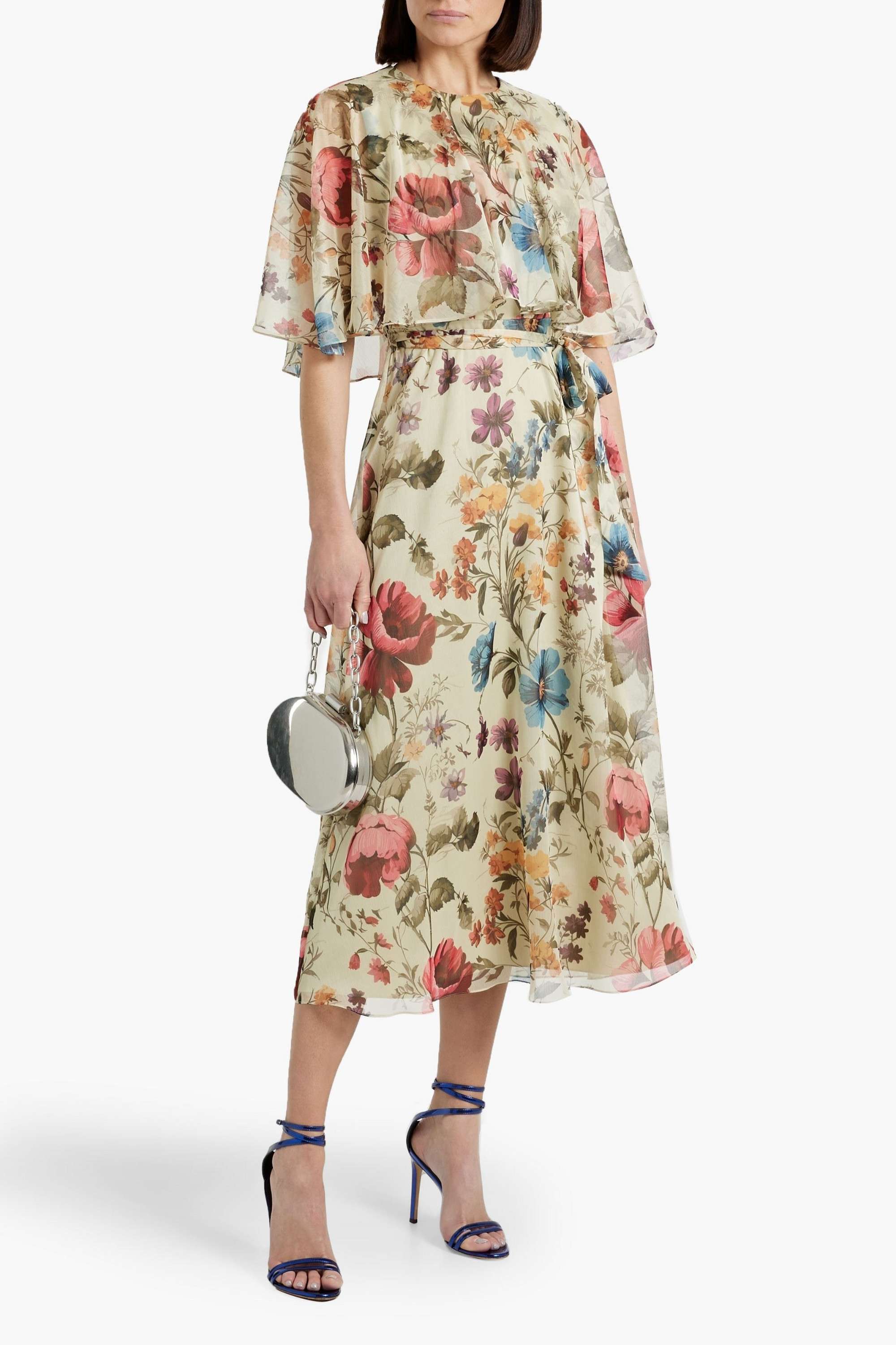MIKAEL AGHAL Layered floral-print chiffon midi dress