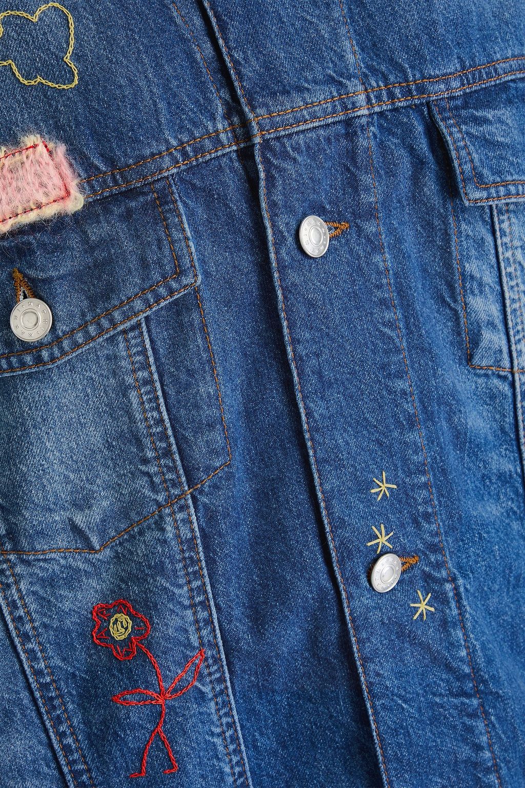 MARNI Embellished patchwork denim jacket