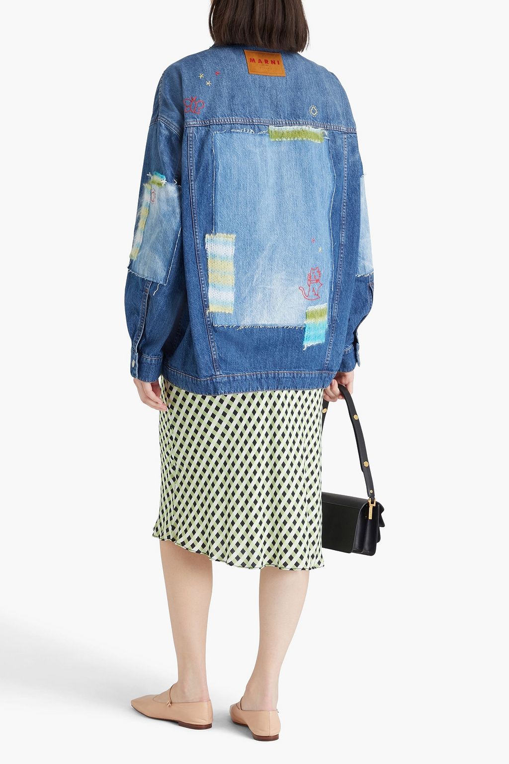 MARNI Embellished patchwork denim jacket