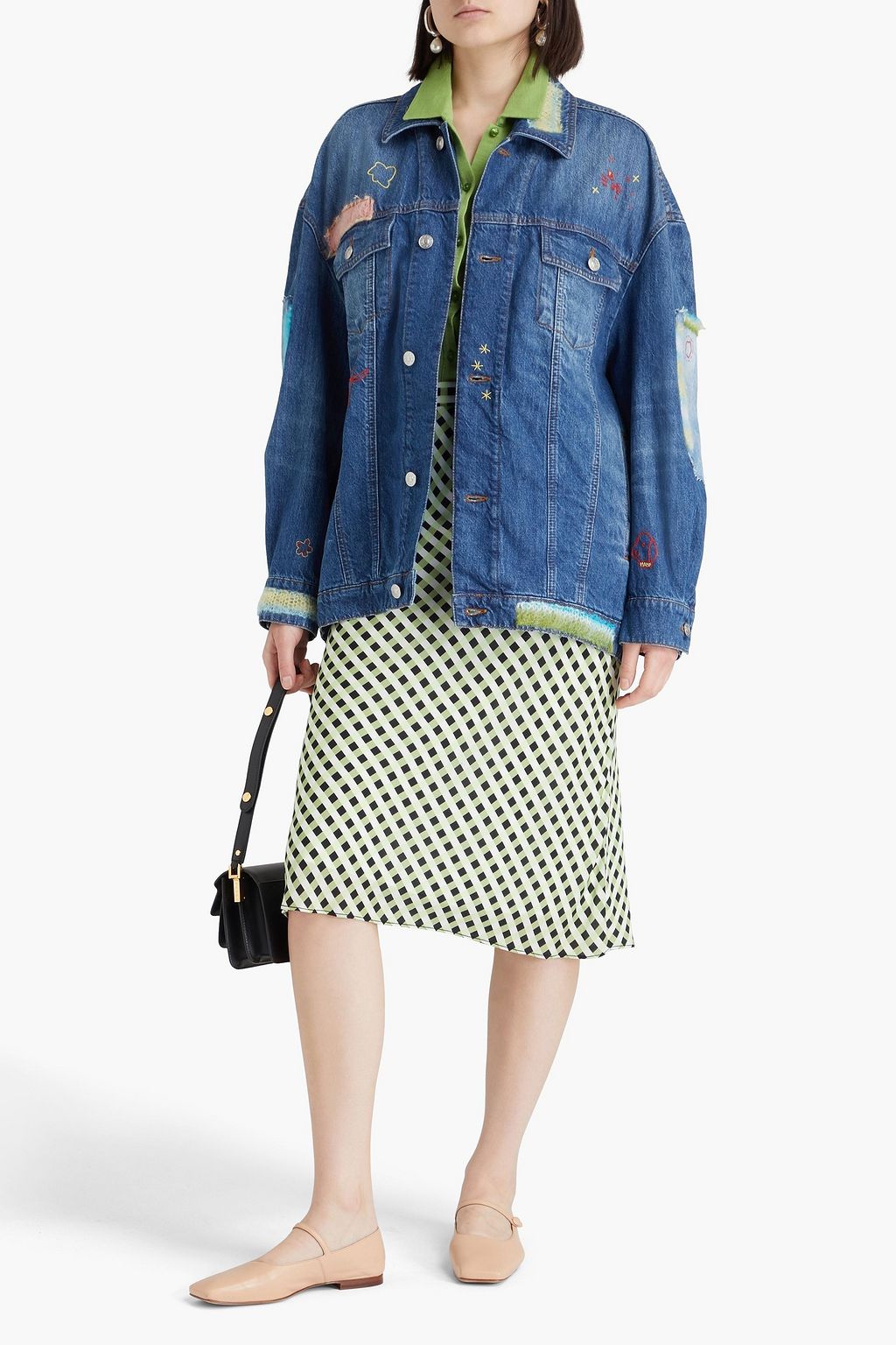 MARNI Embellished patchwork denim jacket