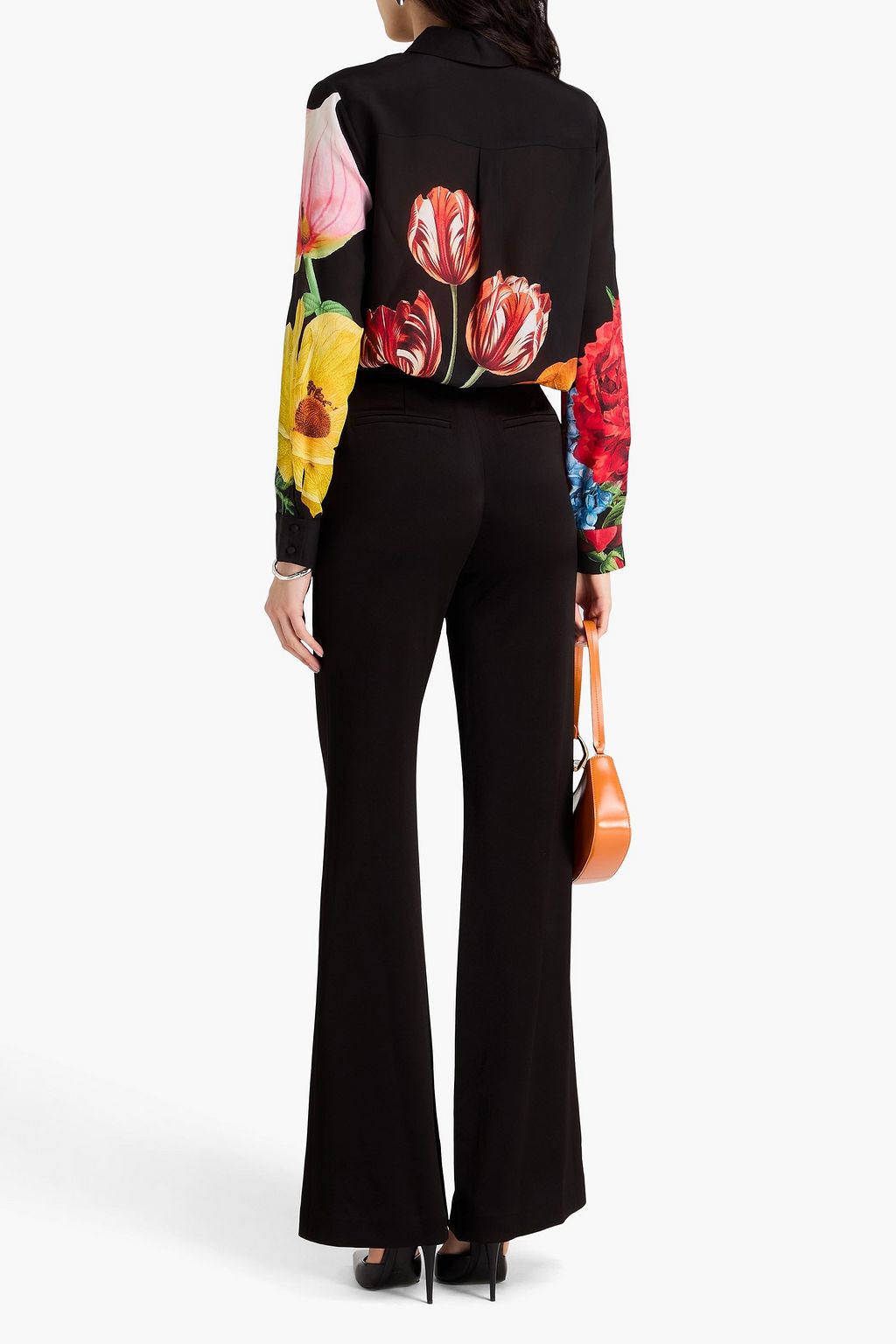 ALICE + OLIVIA シルククレープデシン シャツ フローラルプリント