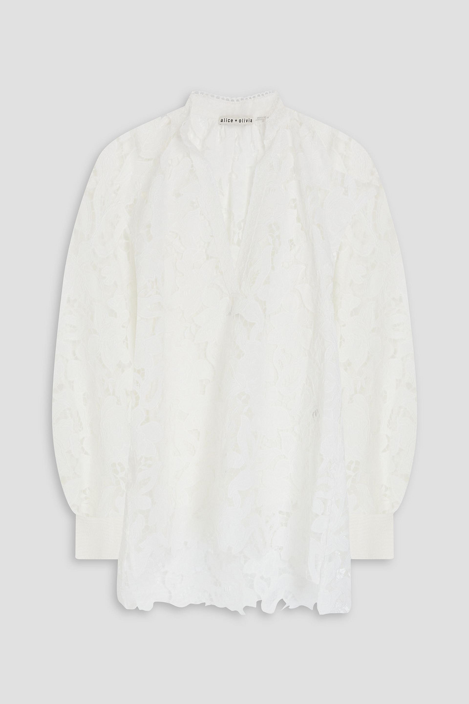 Alice And Olivia Aislyn Corded Lace Blouse In White