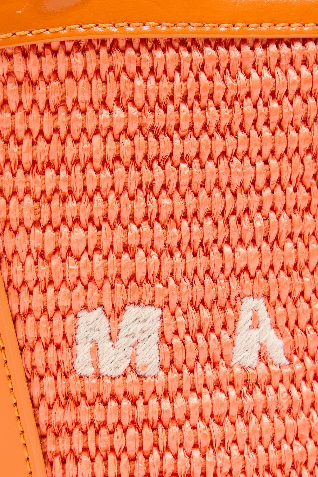 MARNI Tropicalia micro leather-trimmed embroidered faux raffia tote