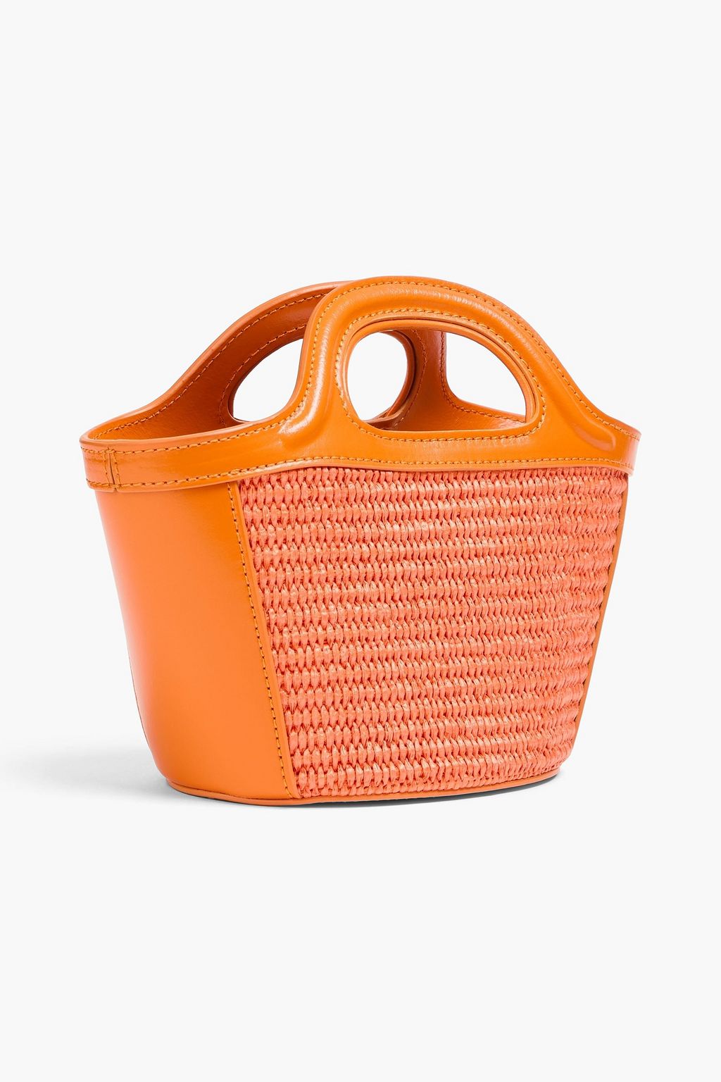 MARNI Tropicalia micro leather-trimmed embroidered faux raffia tote
