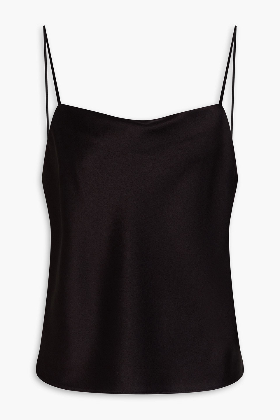 Alice And Olivia Harmon Draped Satin And Stretch-crepe Thong Bodysuit In Black