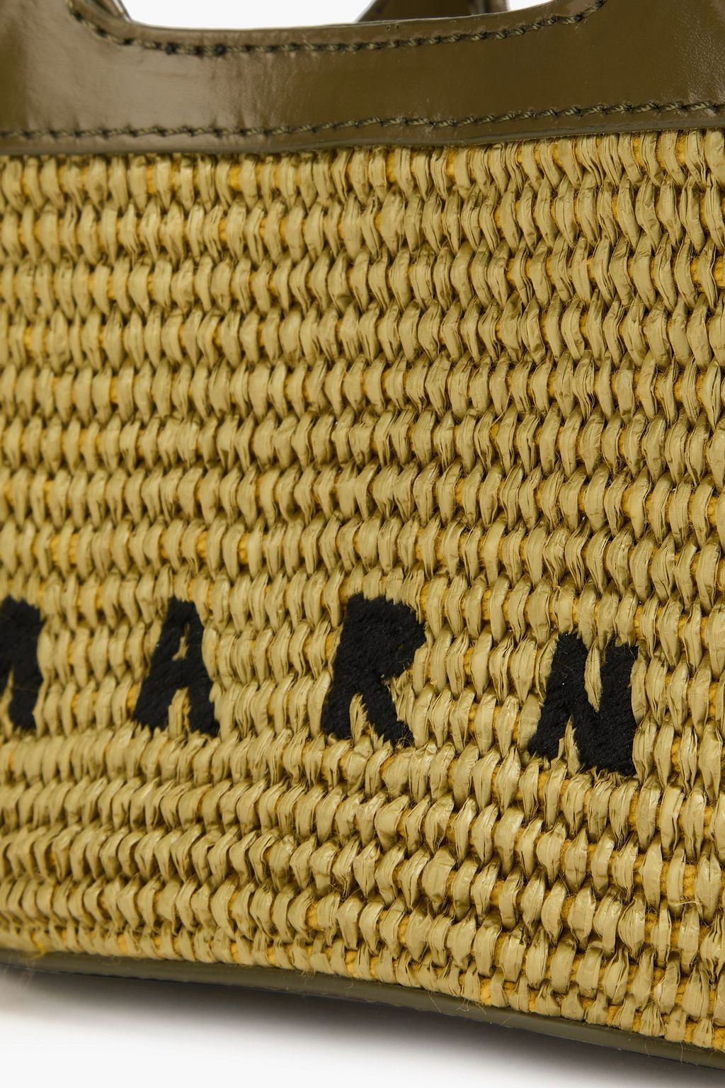 MARNI Tropicalia micro leather-trimmed embroidered faux raffia tote