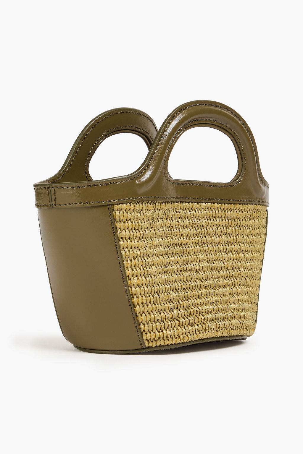 MARNI Tropicalia micro leather-trimmed embroidered faux raffia tote