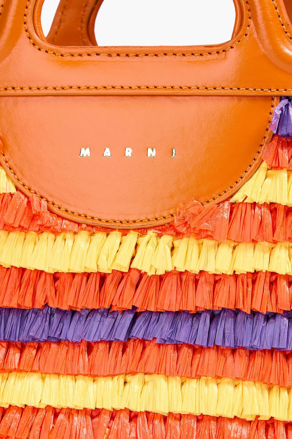 MARNI Tropicalia leather-trimmed faux raffia bucket bag