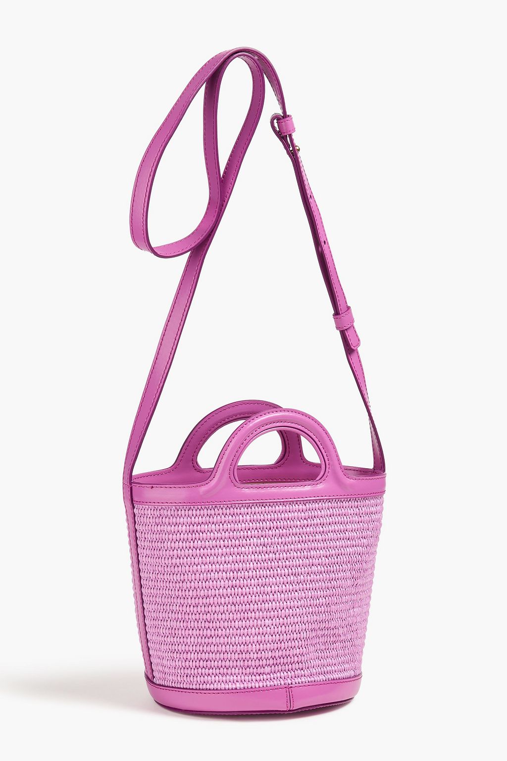 MARNI Tropicalia leather-trimmed faux raffia bucket bag